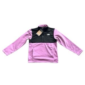 The North Face Girls Tundra 1/4 Zip Fleece Jacket Purple Black Youth L 14/16 NWT